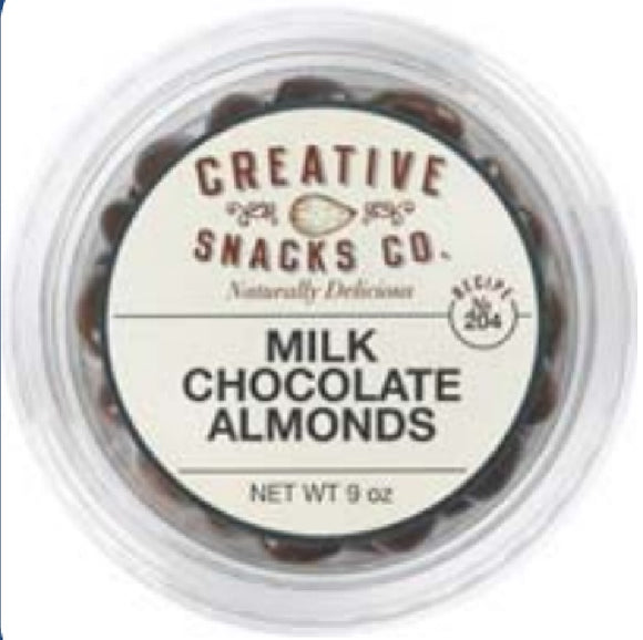 CREATIVE SNACK: Cup Milk Chocolate Almonds, 9 oz