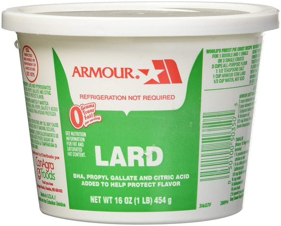 ARMOUR: Lard Tub, 16 oz