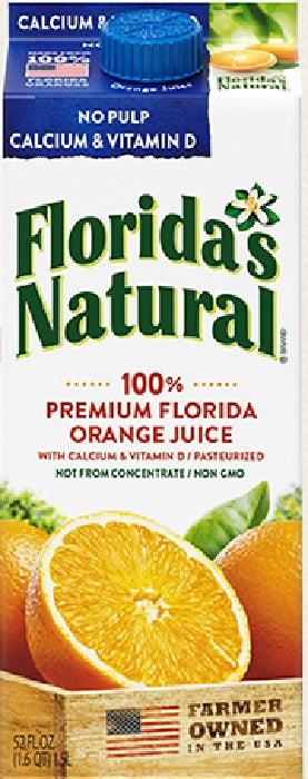 FLORIDAS NATURAL: Orange Juice with Calcium & Vitamin D No Pulp, 52 oz