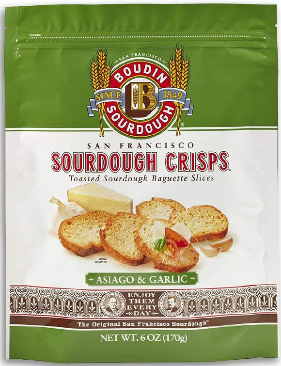 BOUDIN SOURDOUGH: Crisps Asiago Garlic, 6 oz