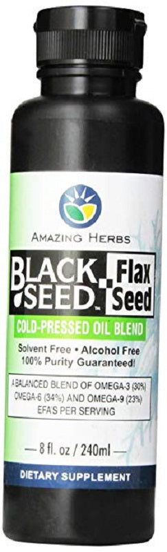 AMAZING HERBS: Black Seed Flax Seed Oil, 8 oz