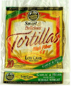 LA TORTILLA: Factory Low Carb Fiber Tortillas Garlic & Herb, 13 oz