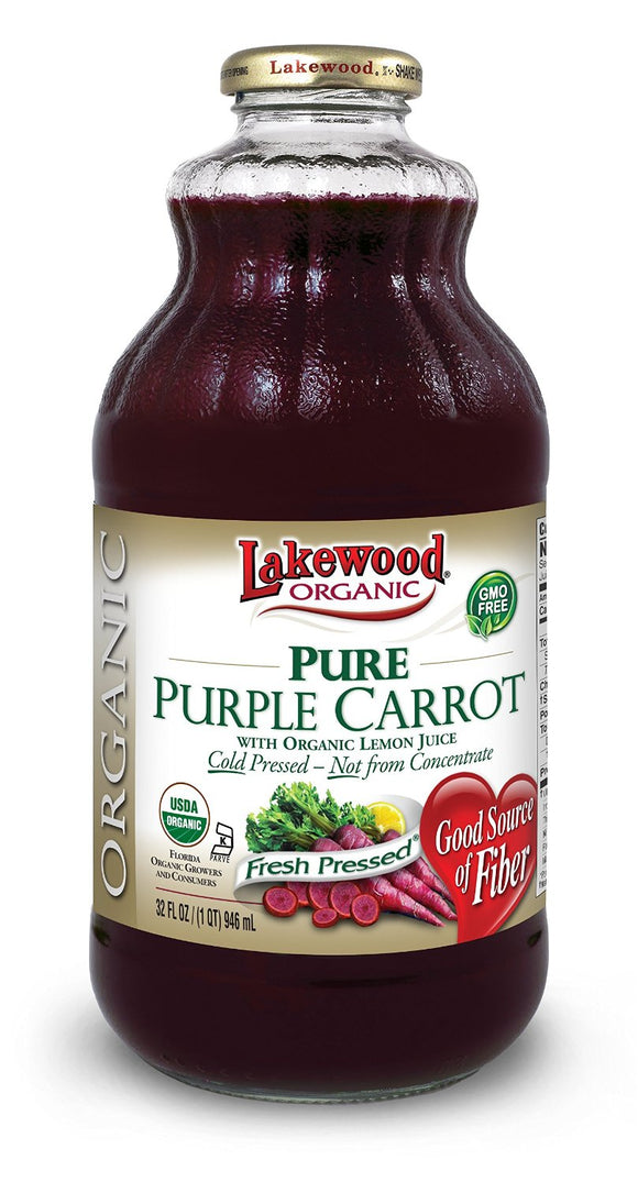 LAKEWOOD ORGANIC: Fresh Pressed Pure Purple Carrot Juice, 32 oz