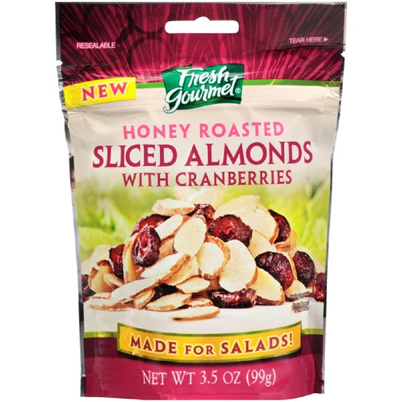FRESHGOURMET: Honey Roasted Sliced Almonds With Cranberries, 3.5 Oz
