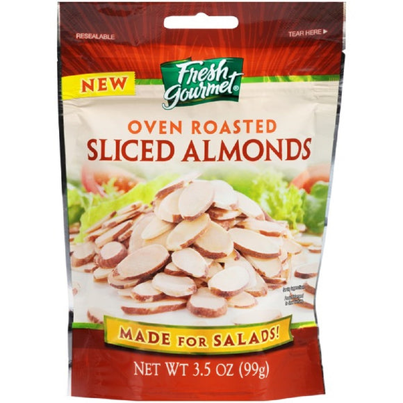 FRESHGOURMET: Oven Roasted Sliced Almonds, 3.5 oz
