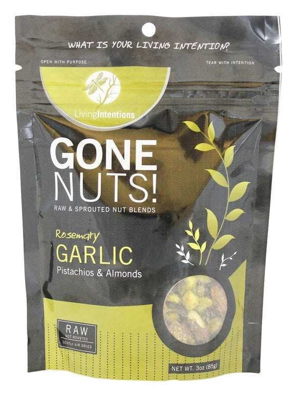 LIVING INTENTIONS: Gone Nuts Rosemary Garlic Pistachios and Almonds, 3 oz