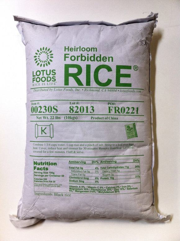 LOTUS FOODS: Heirloom Forbidden Rice, 22-Pound Bag