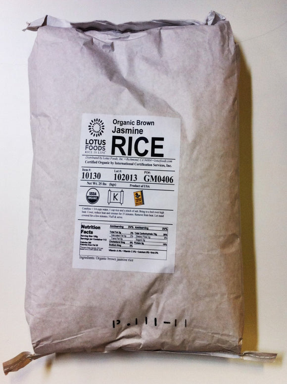 LOTUS FOODS: Organic Brown Jasmine Rice, 25 Lb