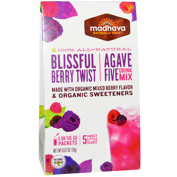 MADHAVA: Agave Five Drink Mix Blissful Berry Twist 6 Packets, 0.67 oz