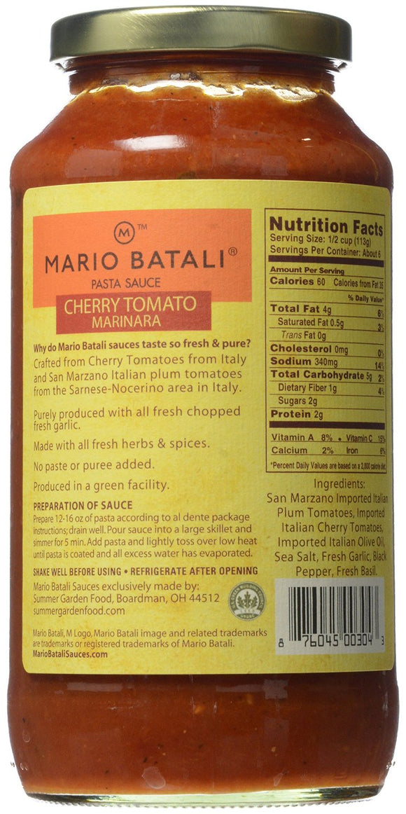 MARIO BATALI: Cherry Tomato Marinara Pasta Sauce, 24 oz