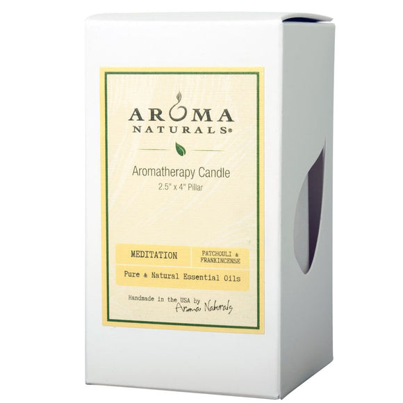 AROMA NATURALS: Patchouli & Frankincense 4in Pillar Meditation Candle, 1 ea