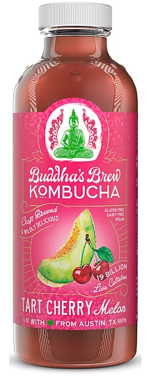 BUDDHA'S BREW: Kombucha Tart Cherry Melon, 16 oz
