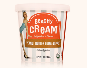 BEACHY CREAM: Peanut Butter Fudge Ripple Ice Cream, 1 pint
