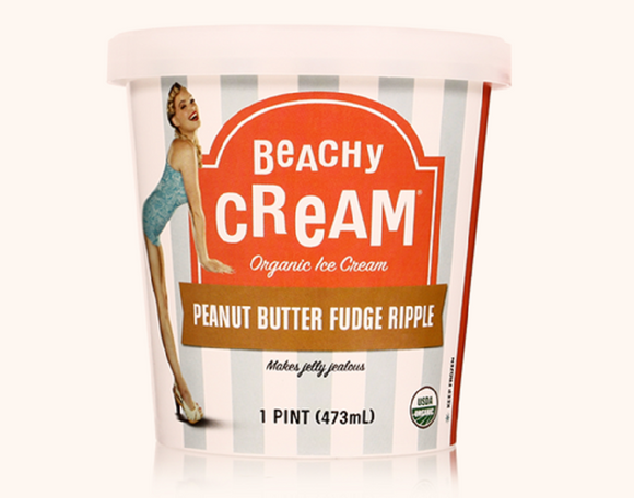 BEACHY CREAM: Peanut Butter Fudge Ripple Ice Cream, 1 pint