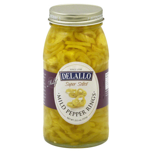 DELALLO: Mild Banana Pepper Rings, 25.5 oz