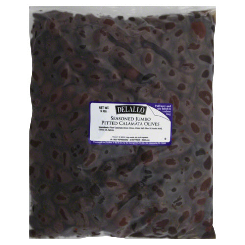 DELALLO: Olive Calamata Pitted Seasoned XL, 5 lb