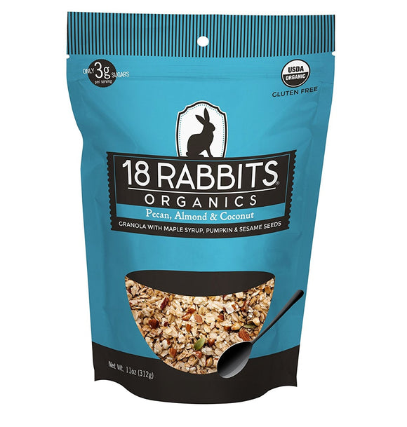 18 RABBITS: Organic Pecan, Almond & Coconut Granola, 11 oz