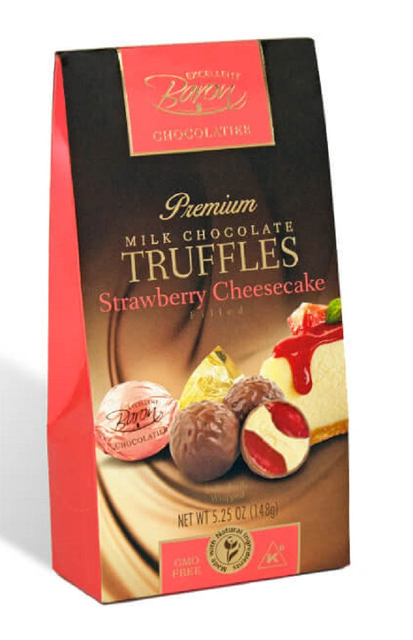 BARON CHOCOLATIER: Milk Chocolate Truffles Strawberry Cheesecake, 5.25 oz