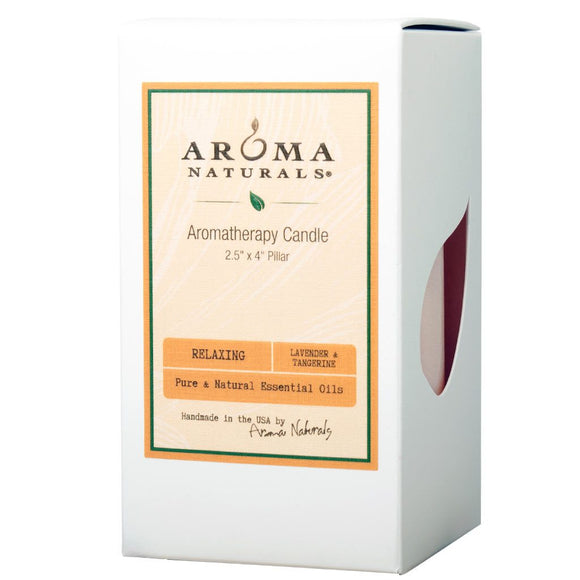AROMA NATURALS: Lavender & Tangerine 4in Pillar Relaxing Candle, 1 ea